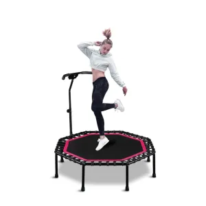 Jumping Fitness Trampoline Aerobic Rebounder Sport with Handle - Black / Pink