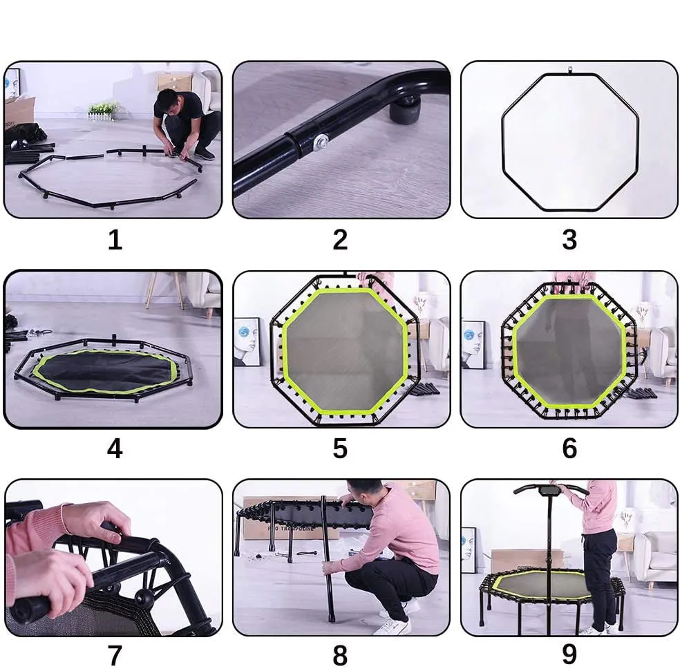 Jumping Fitness Trampoline Aerobic Rebounder Sport with Handle - Black / Pink
