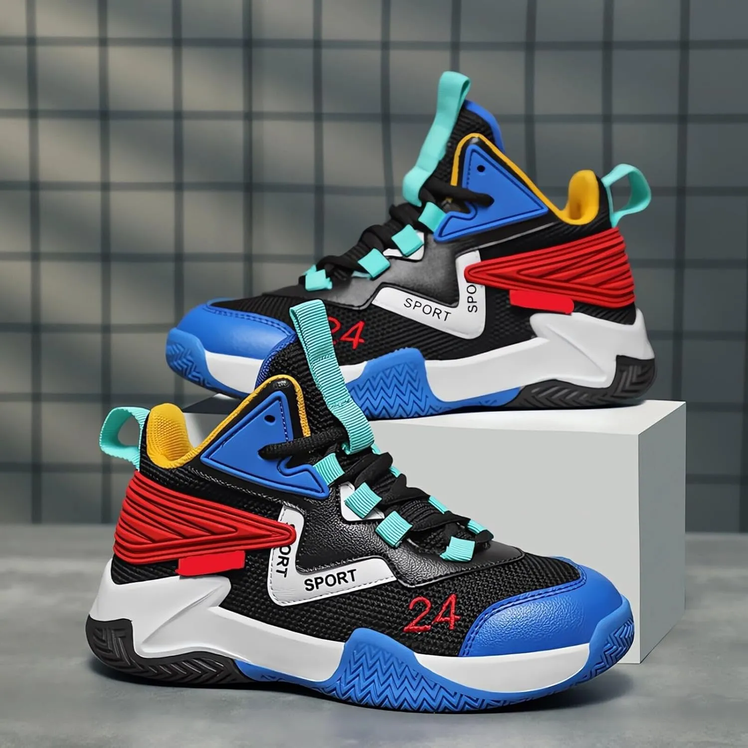 Kids Boys Basketball Shoes Lightweight Casual Sneakers Athletic Tennis Running Walking Shoe