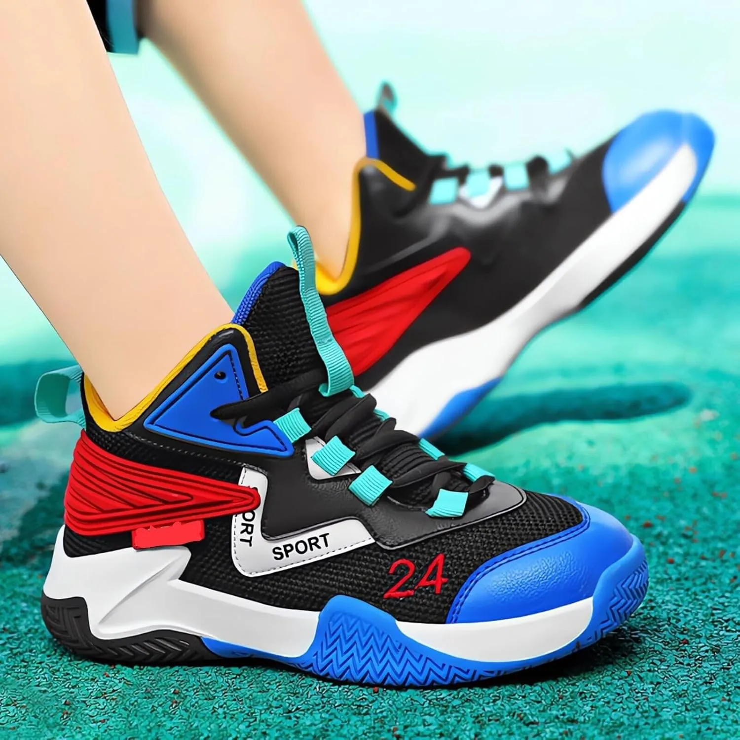 Kids Boys Basketball Shoes Lightweight Casual Sneakers Athletic Tennis Running Walking Shoe