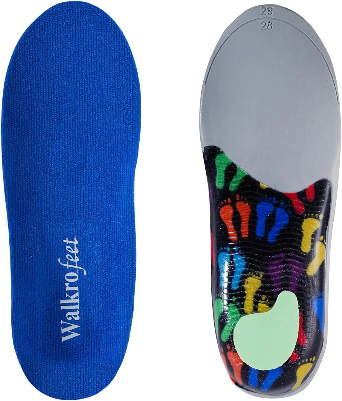 Kids Medium Arch Orthotics Low and Comfort Metatarsal Pad Inserts Relieve Plantar Fasciitis Foot Pains with Gel Heel Cushion