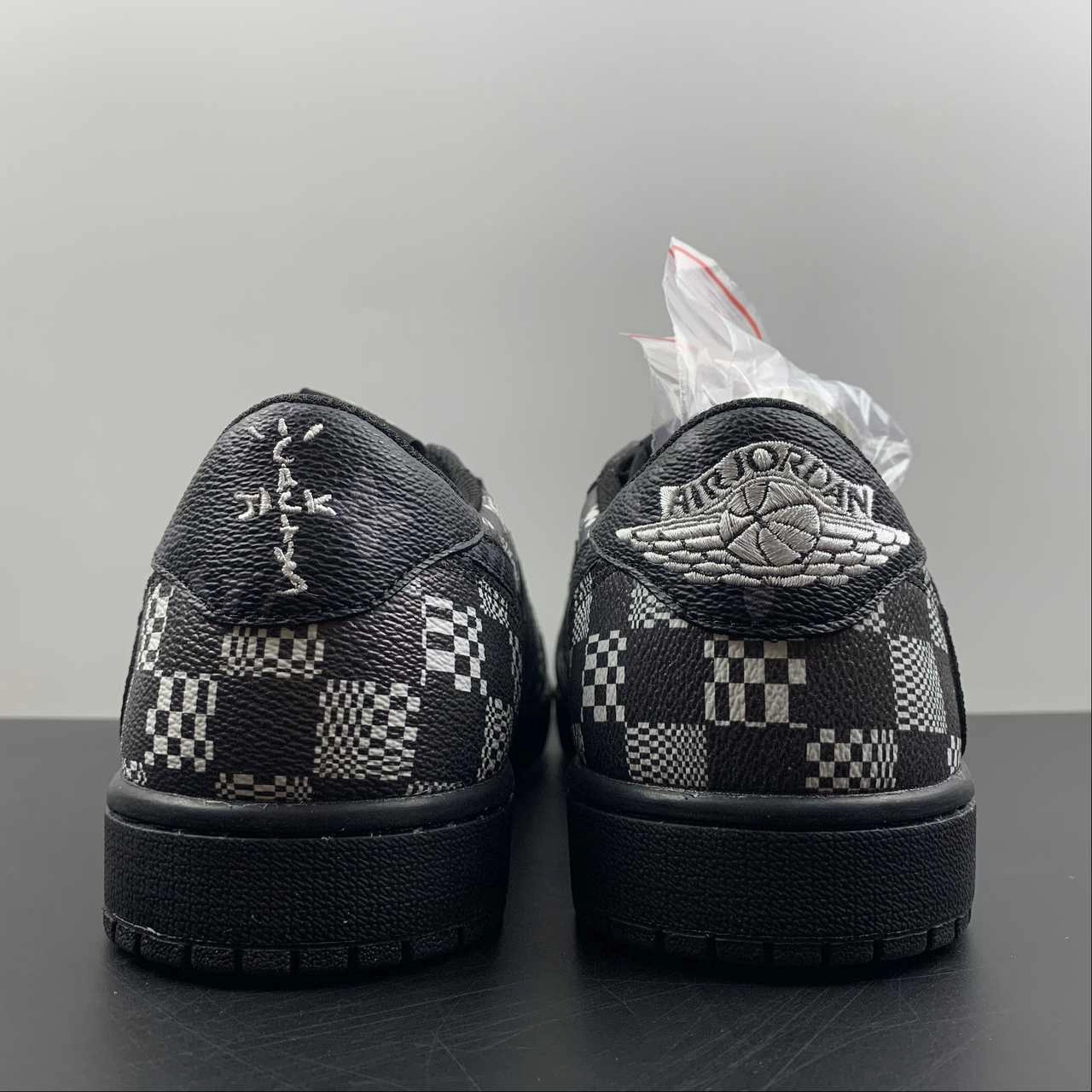 Comfort Upper Design Breathable flair Air Jordan 1 Retro Low OG SP ??Travis Scott and Louis Vuitton?? Black Check Barb DM7866-662