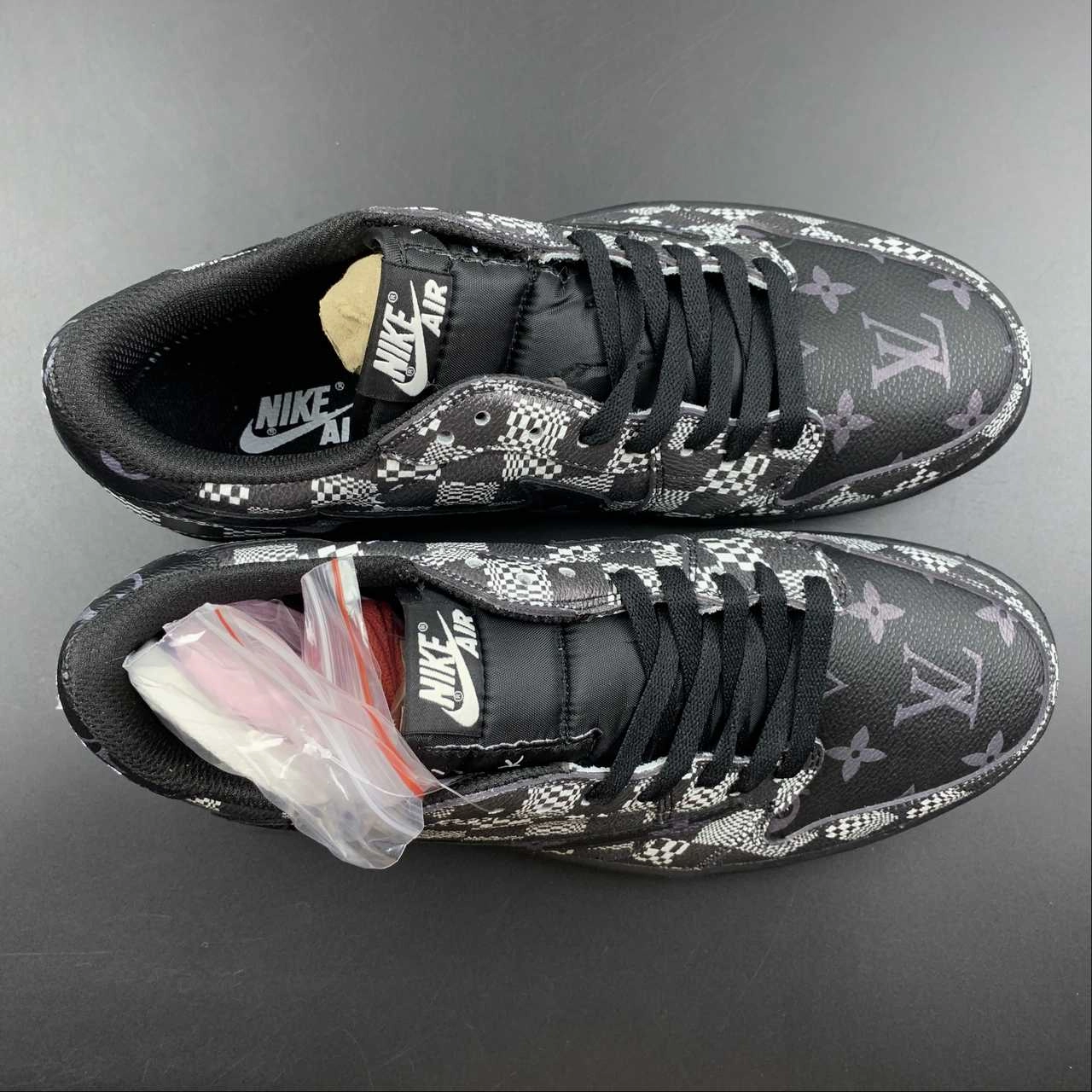 Stretch Wear Elastic Lace System Air Jordan 1 Retro Low OG SP ??Travis Scott and Louis Vuitton?? Black Check Barb DM7866-662