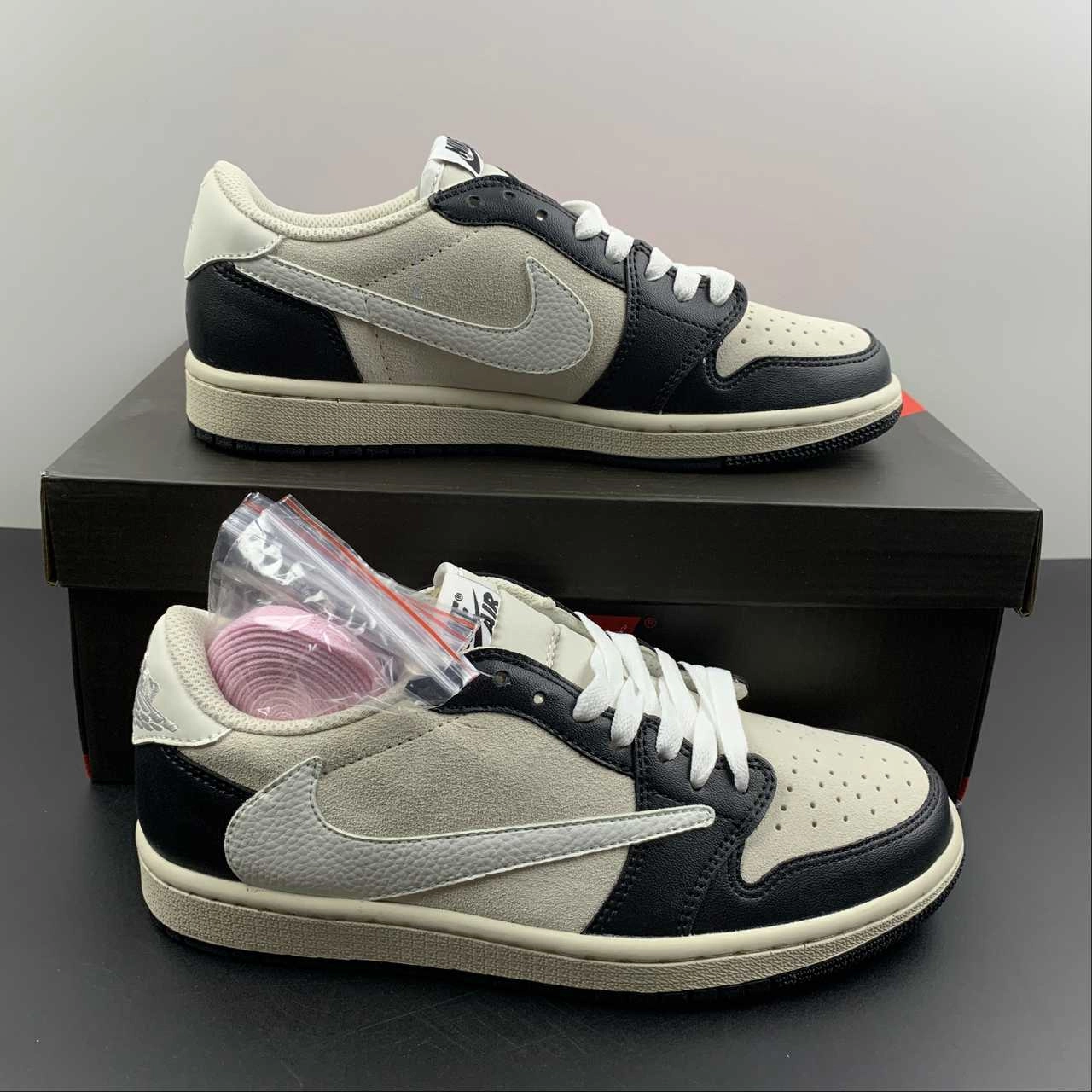 Ultra Cushioned Midsole comfort feature Air Jordan 1 Retro Low OG SP ??Travis Scott?? Gray Black Barb DM7866-831