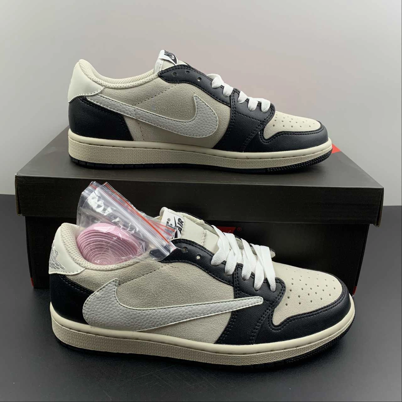 Impact protection street-ready Air Jordan 1 Retro Low OG SP ??Travis Scott?? Gray Black Barb DM7866-831