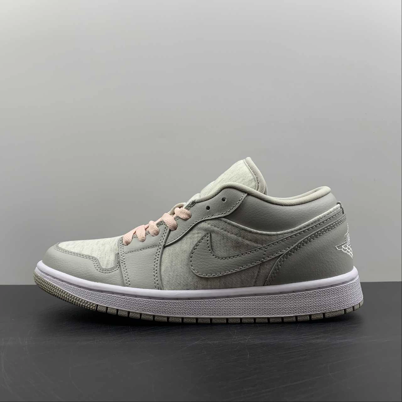 Foot Style Recycled Polyester Blend Air Jordan 1 Low SE Lt Iron Ore White Atmosphere DQ6076-001