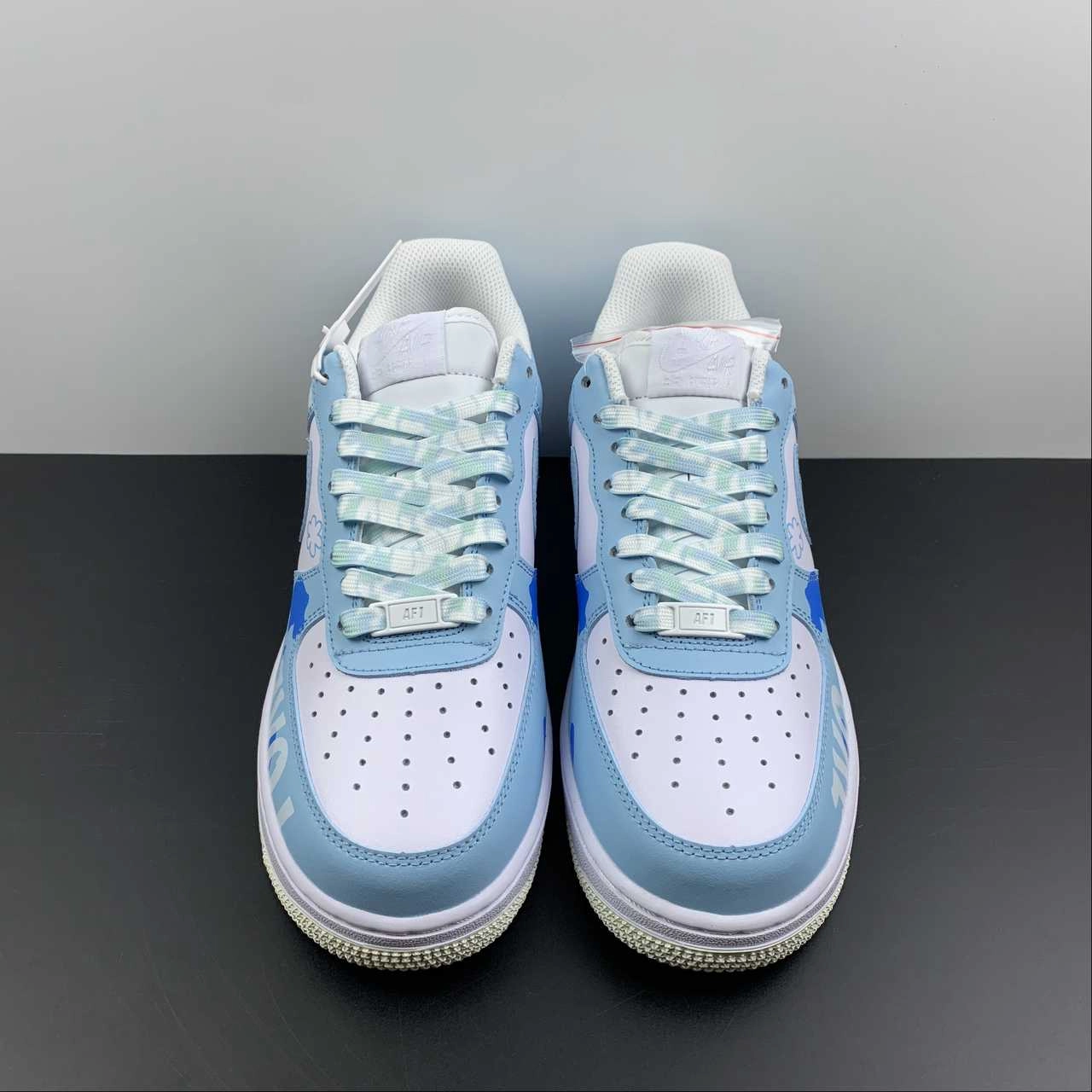 Feel Stable Air Force 1 07 Low White Blue Flowers CW2288-661