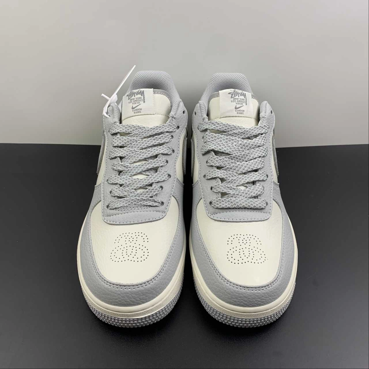 Air Force 1 07 Low x Stussy Light Gray Rice White ST2022-616 Pointed Toe Design Outdoor Fit