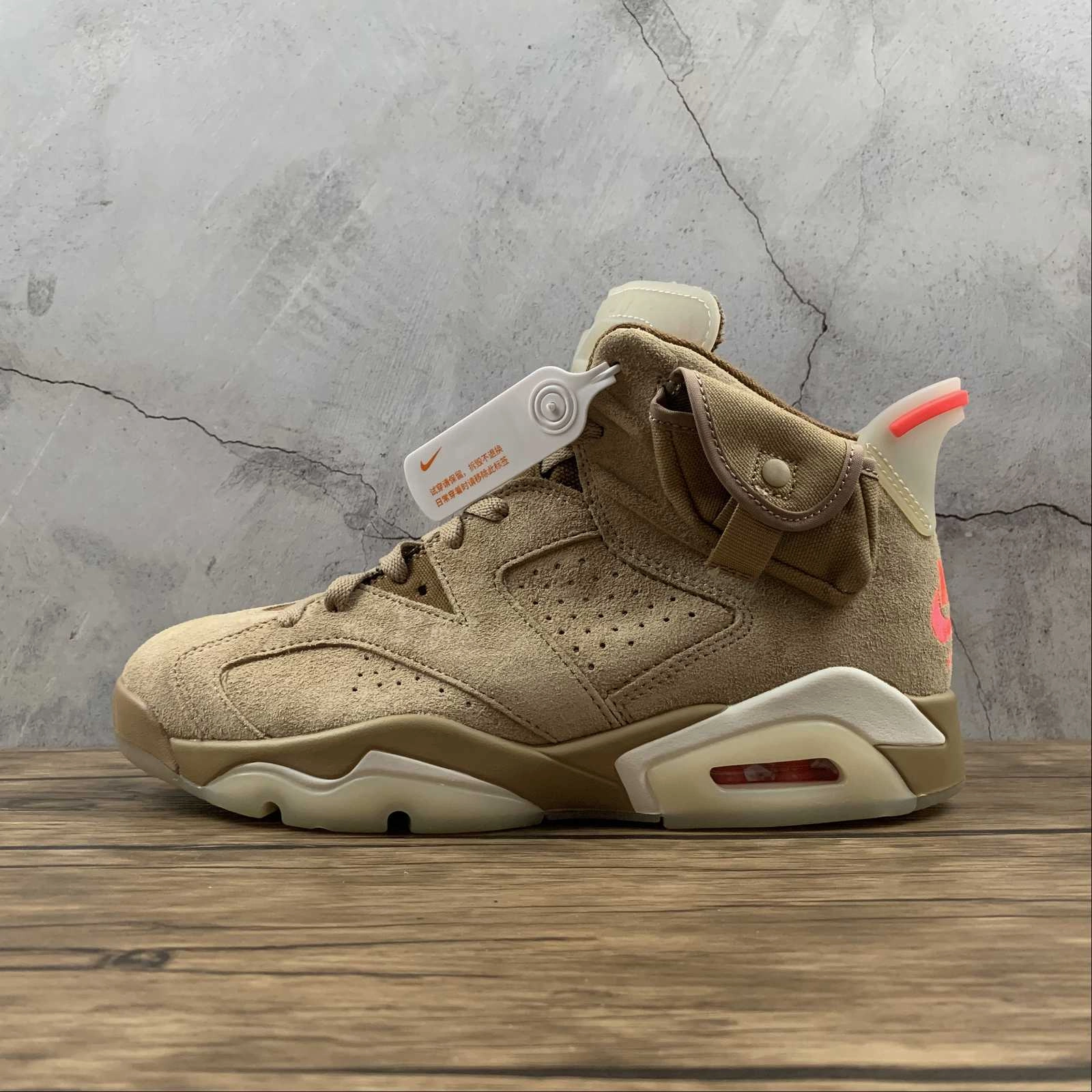 Air Jordan 6 Retro X Travis Scott SP British Khaki DH0690-200 Customizable Lacing System Comfortable Flexibility