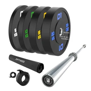 Kit Anilhas 100kg   Barra   Presilhas   Protetor