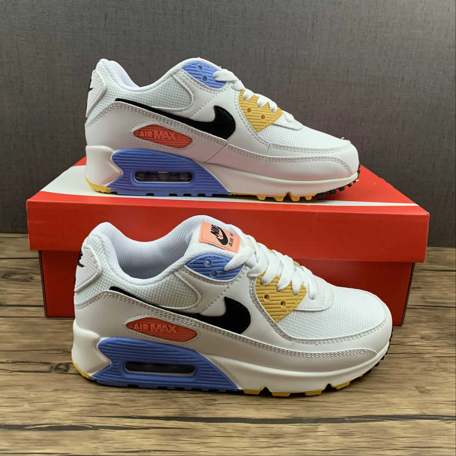 Air Max 90 White Black Pure Platinum Solar Flare CZ3950-100 ice - climbing running shoes wind - resistant running shoes
