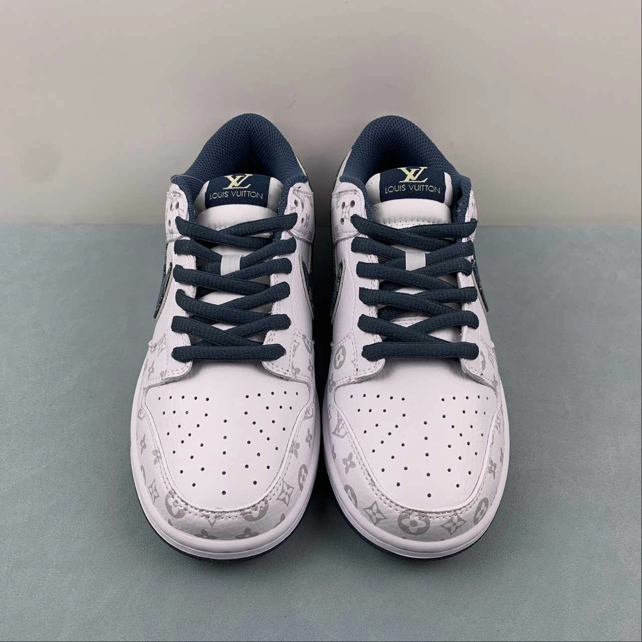 SB Dunk Low LV White Dark blue LV0526-593 Adjustable Closure Ergo Build
