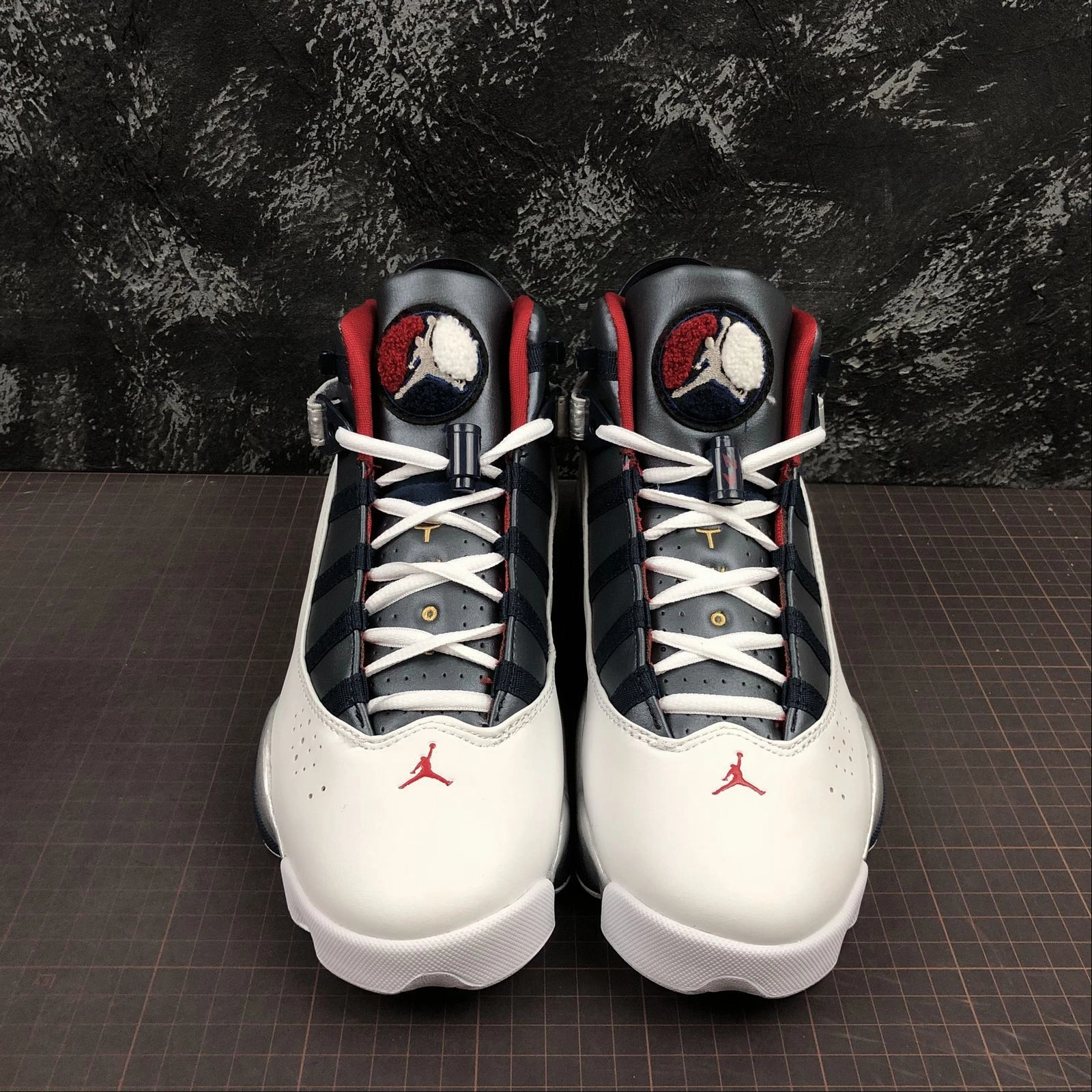 Air Jordan 6 Rings White Varsity Red-Midnight Navy-Metallic 322992-161 Adaptable Friction Control Tread