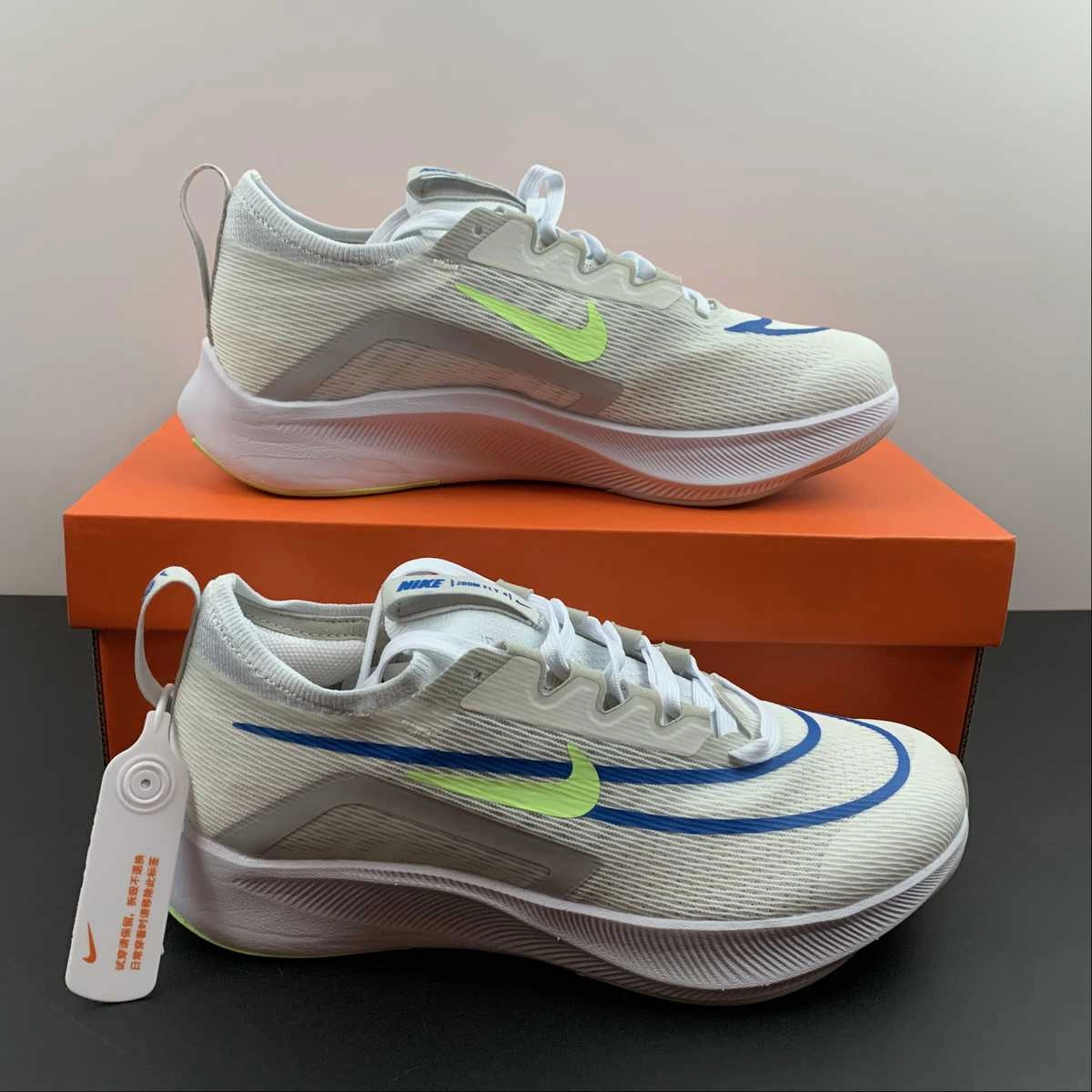 Speed Focus Training Ready Zoom Fly 4 Summit White imperial Blue-Lime Glow CT2392-100