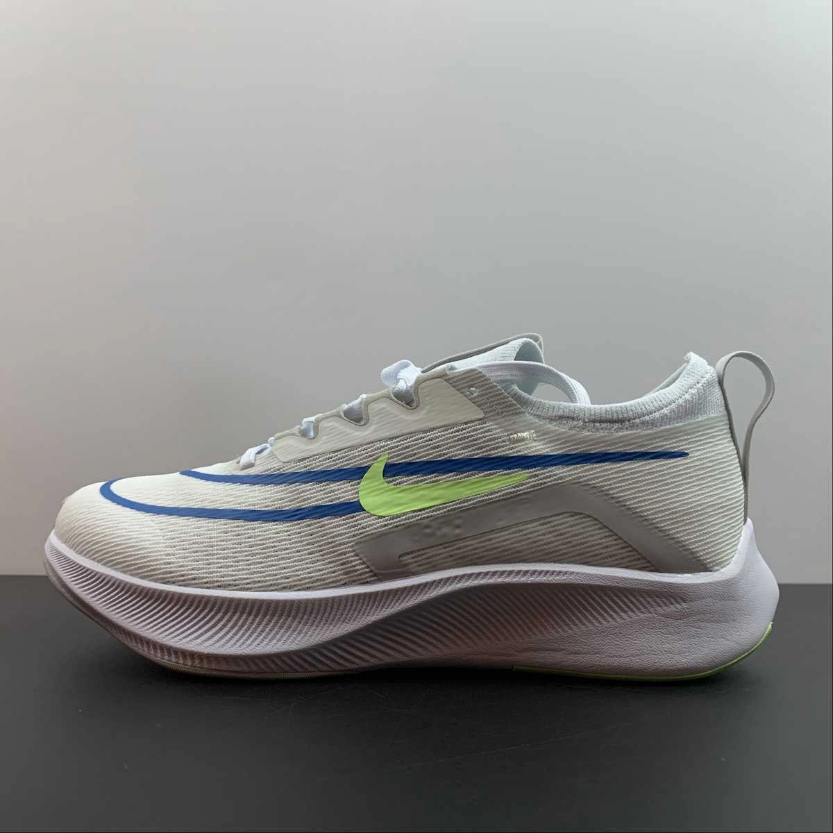 Zoom Fly 4 Summit White imperial Blue-Lime Glow CT2392-100 Foot Support Power Arch
