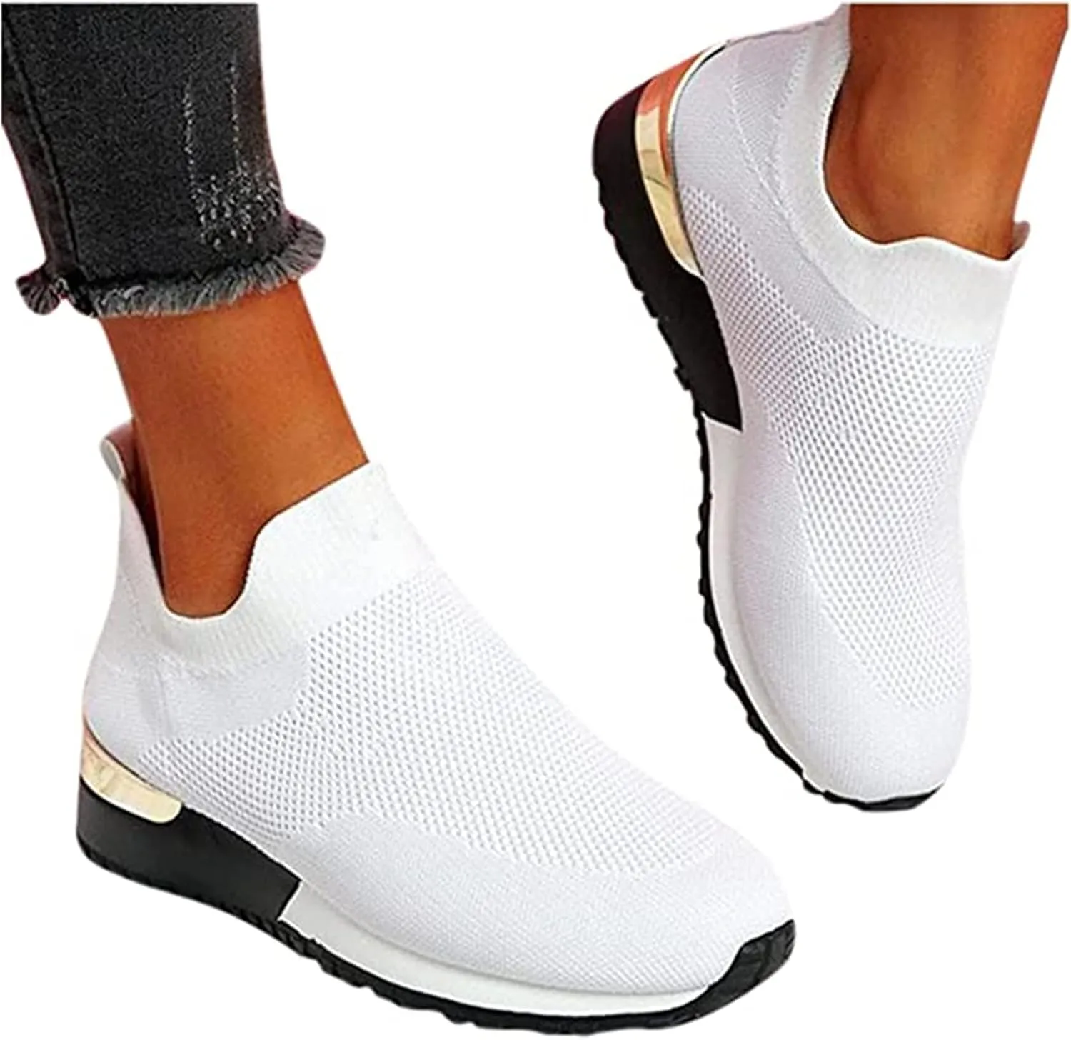 Ladmiple Walking Shoes Women Arch Support Slip On Sneakers Lightweight Running Jogging Sneakers Casual Athletic Tennis Shoes