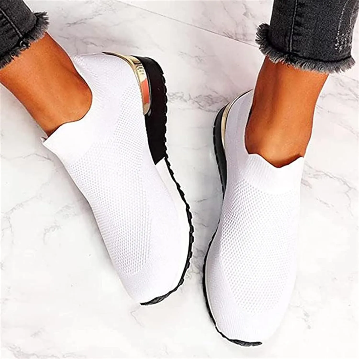 Ladmiple Walking Shoes Women Arch Support Slip On Sneakers Lightweight Running Jogging Sneakers Casual Athletic Tennis Shoes
