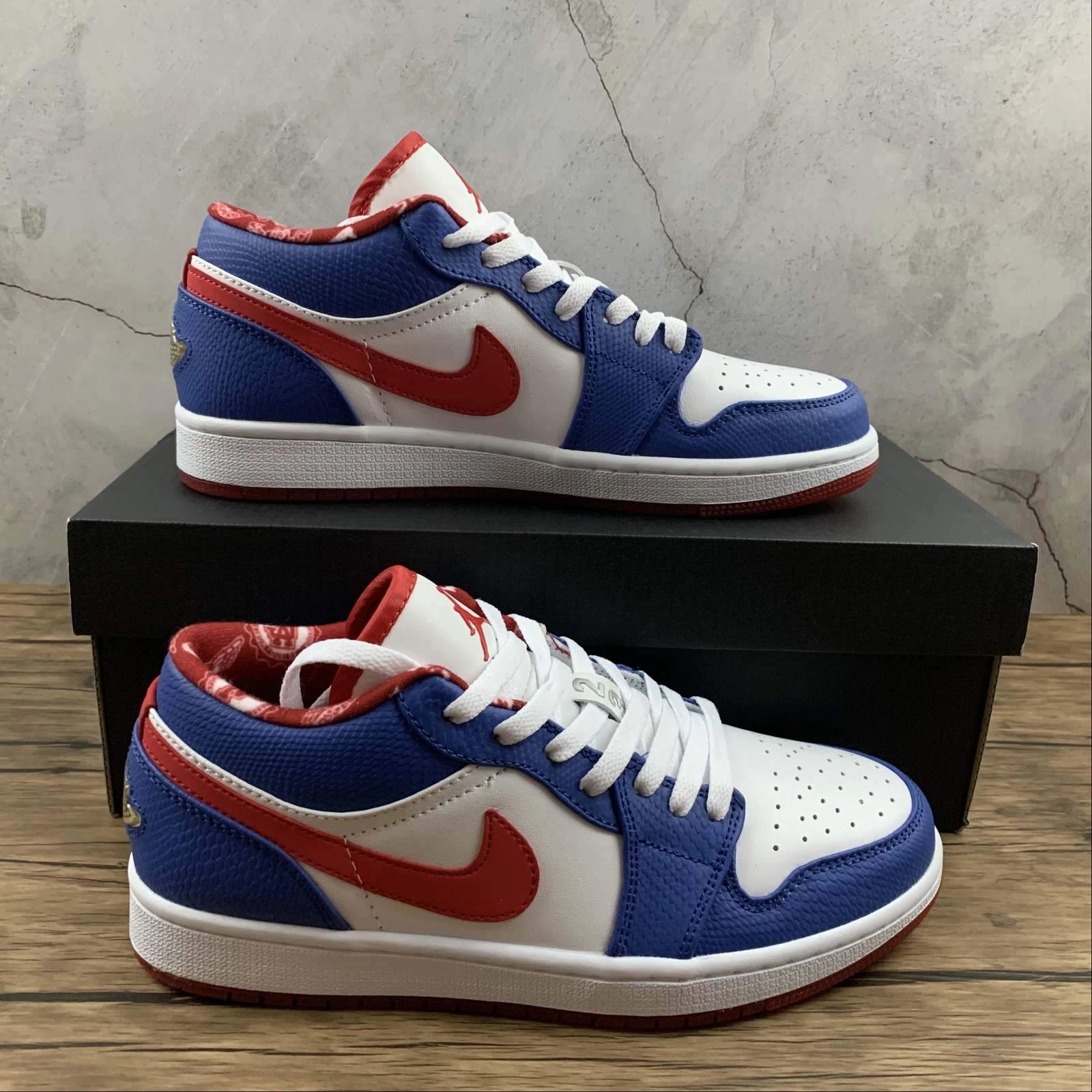 Track Day Air Jordan 1 Retro Low White Varisity Red Royal 309192 161