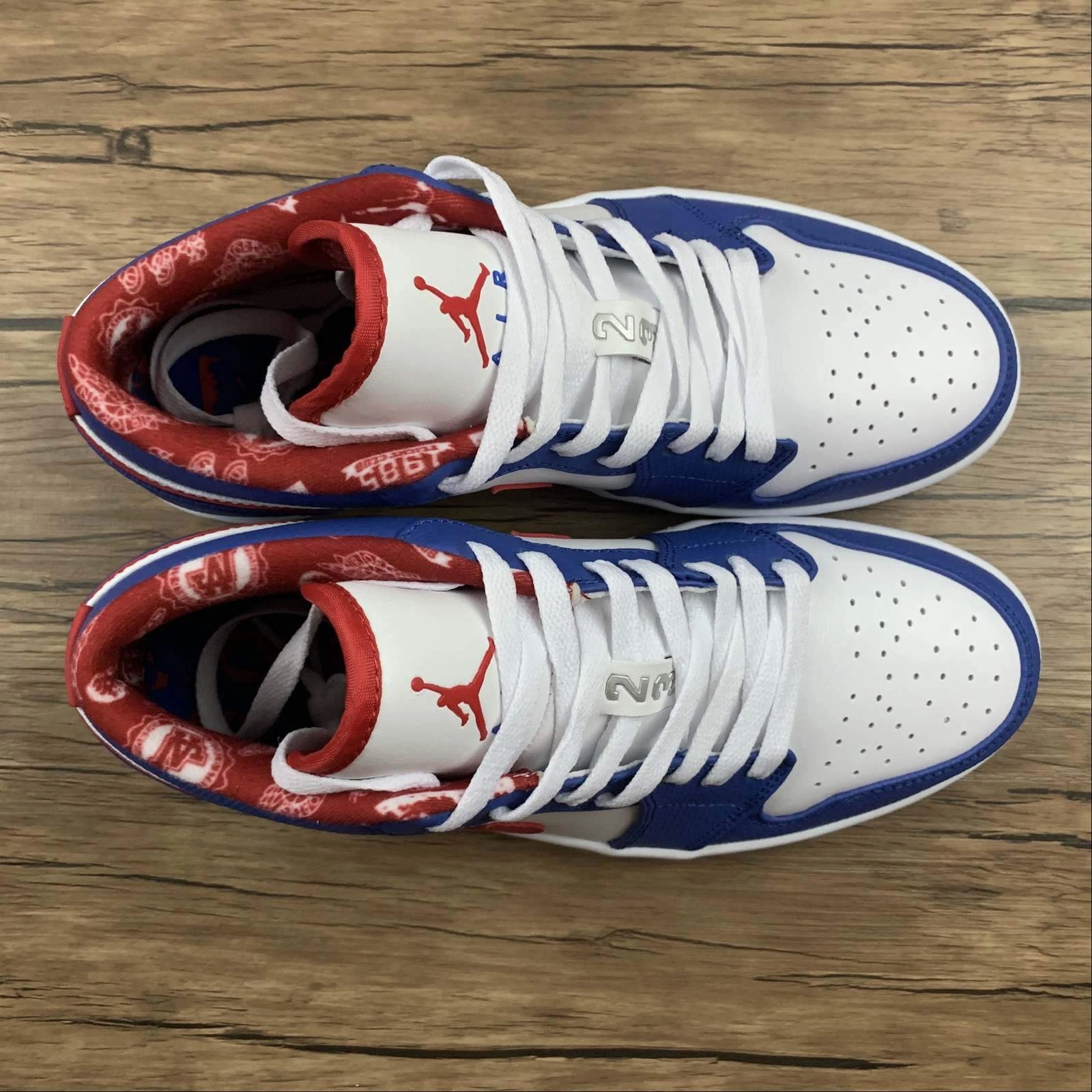 High Shine Air Jordan 1 Retro Low White Varisity Red Royal 309192 161