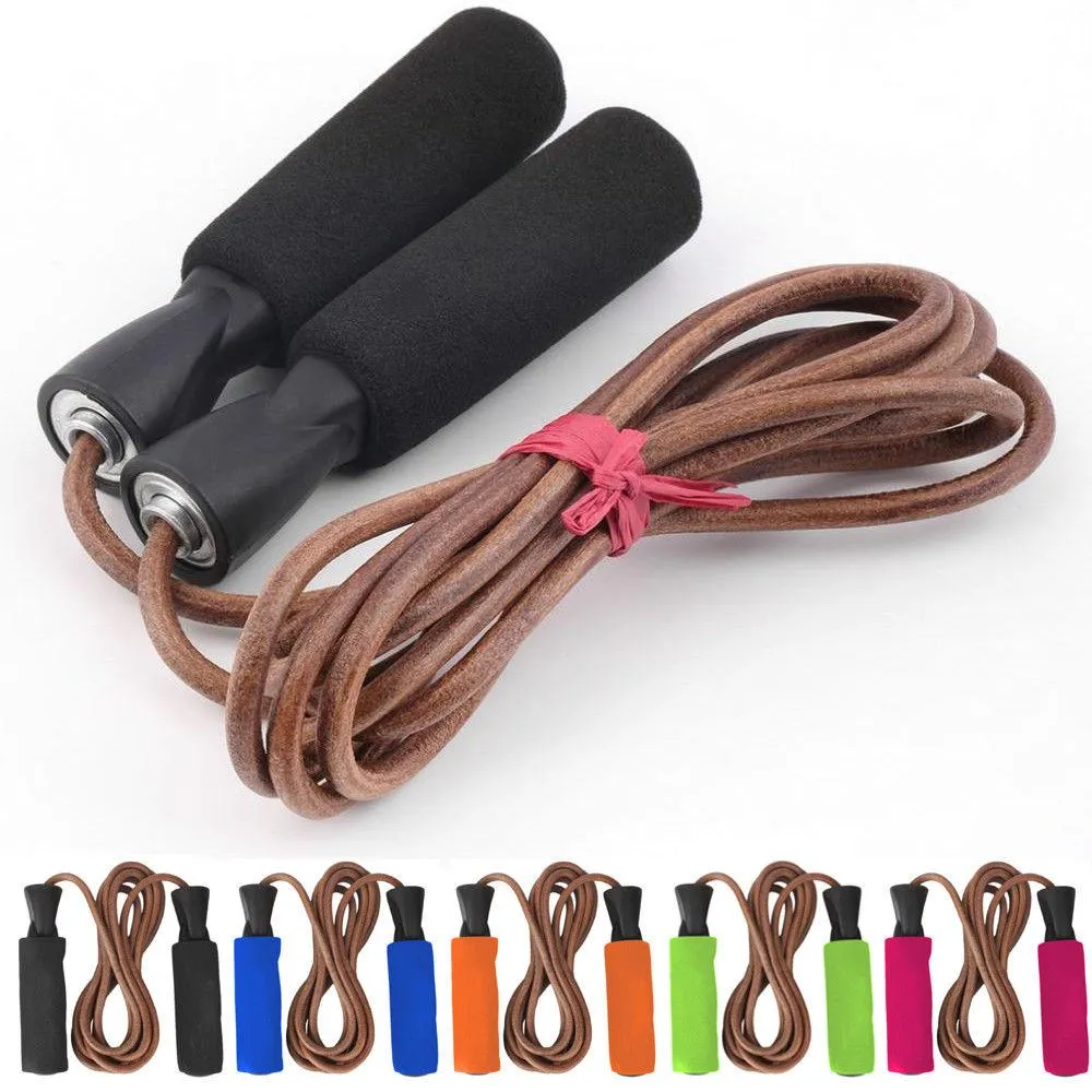 Leather Skipping Jump Rope - Orange