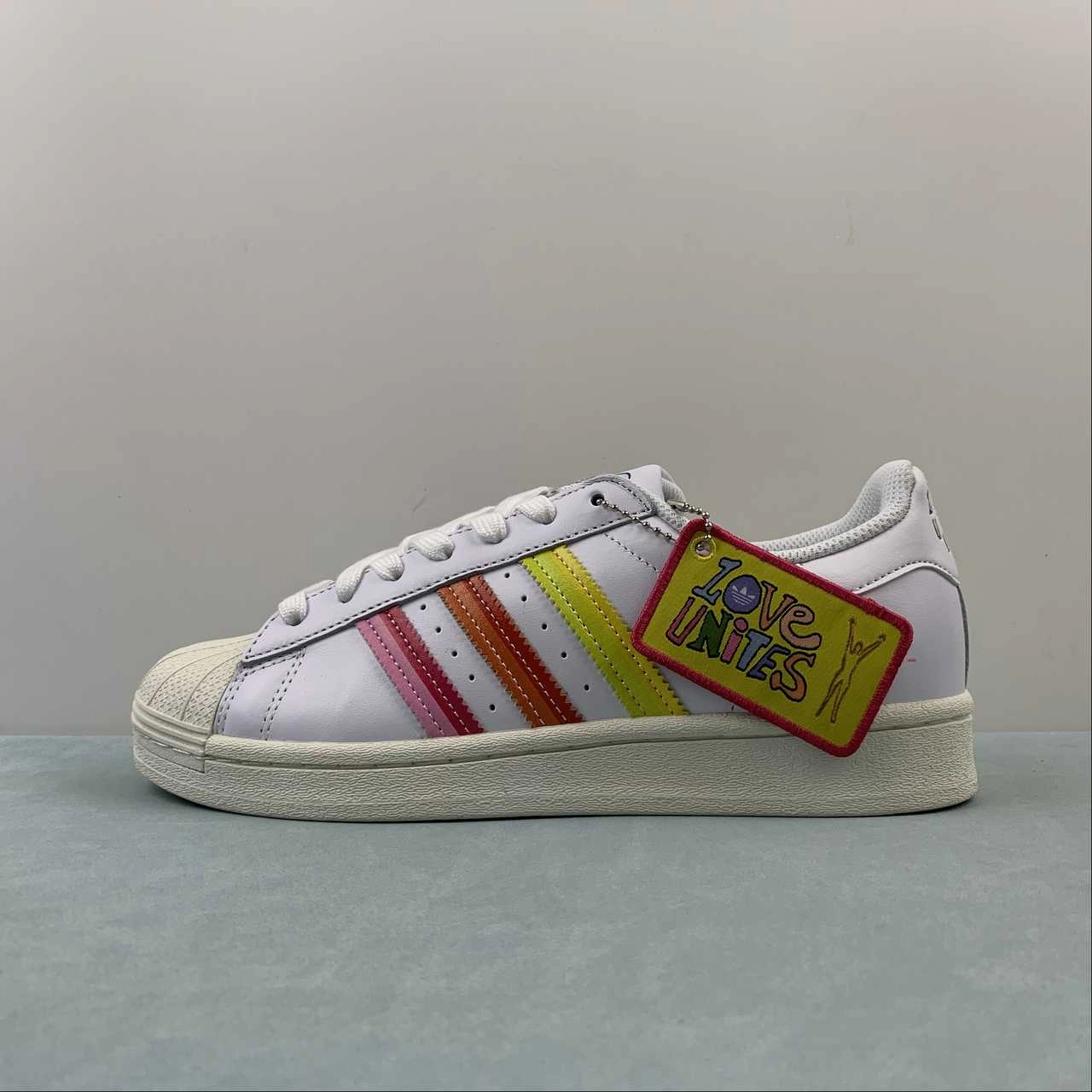 Adidas Superstar Pride Love Unites GW2415 Vibrant Comfortable Fit Shoes