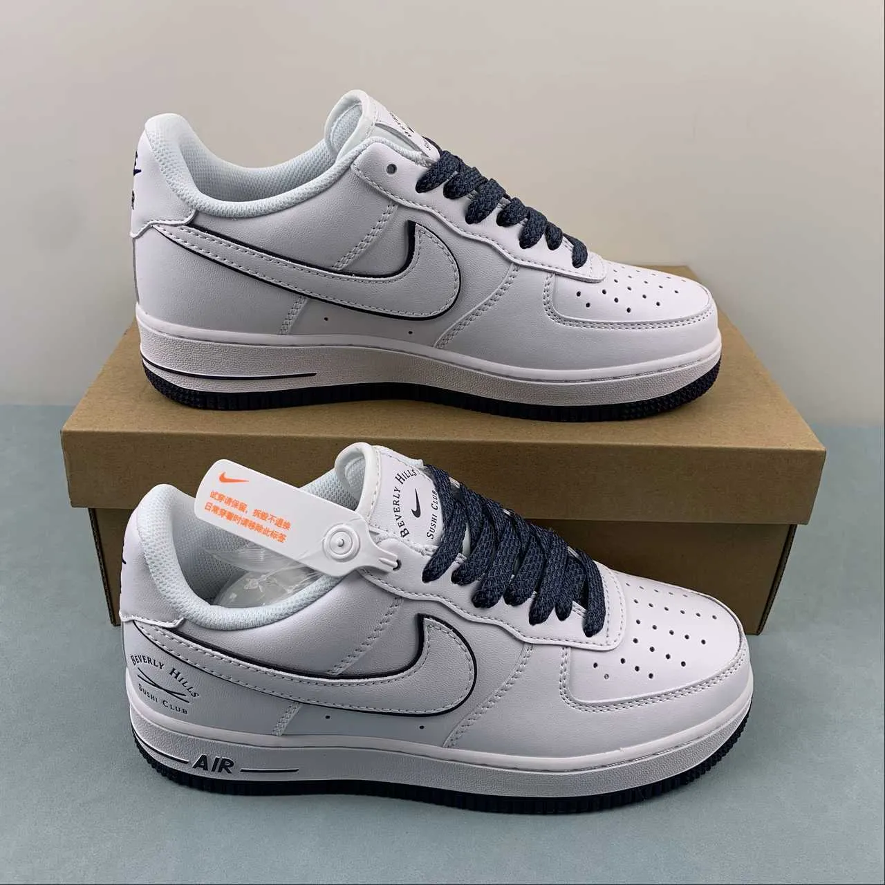 Practical Use Cloud Comfort Air Force 1 07 Low Beverly Hills Sushi Club White Dark Blue NS0517-009