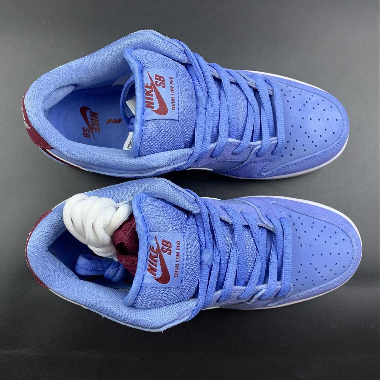SB Dunk Low PRM Valor Blue Team Maroon Soft Flex Sustainable Sole Construction