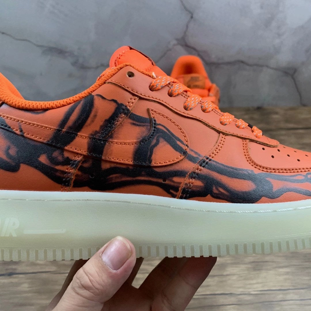 Air Force 1 07 Low Orange Skeleton Black CU8067-800 Breathable Outsole Stay Chill