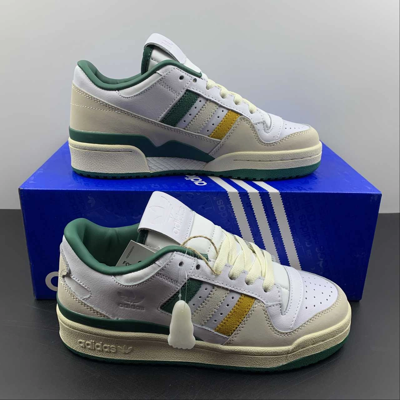 Cushioned Sole Lightweight Midsole Adidas Forum 84 Low END ??Varsity?? White Off White Green HR1527