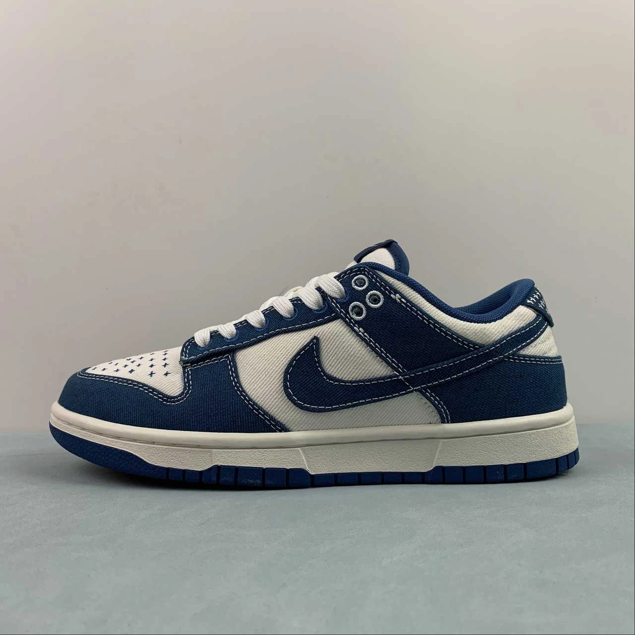 SB Dunk Low Industrial Blue Sashiko Summit White DV0834-101 Water Resistant Construction Phylon Midsole