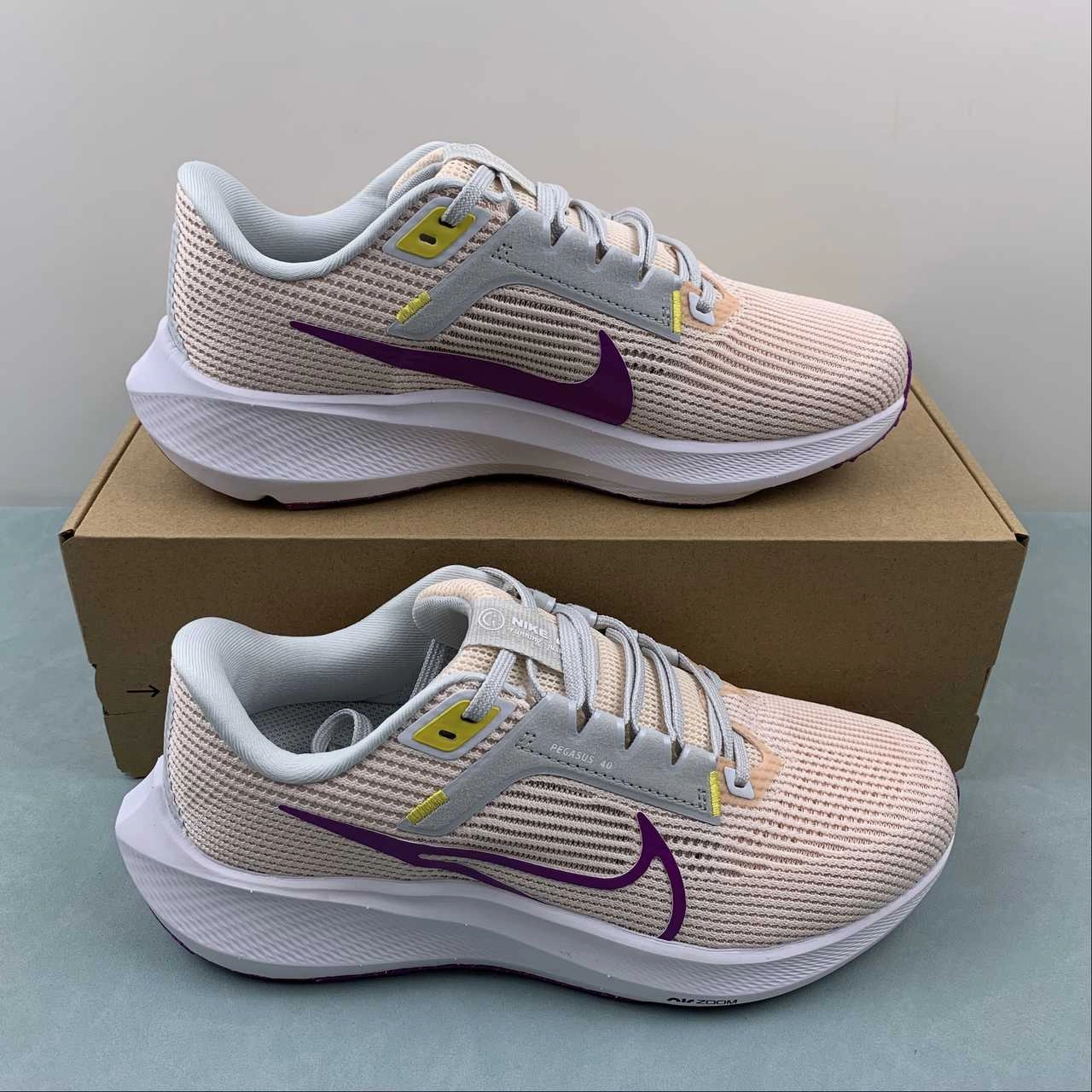 Air Zoom Pegasus 40 Guava Ice Amber Brown Photon Dust Vivid Purple DV3854-800 Pliable enough to support quick starts and stops Balance Assist