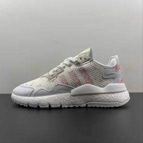 running in solid colors running in cross - country races shoes Adidas Nite Jogger White Grey Red CG6206