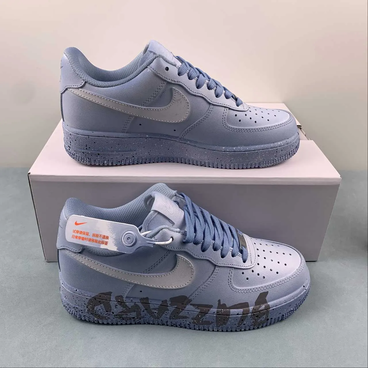 Simple Line Air Force 1 07 Low Baby Blue Customised 315122-111