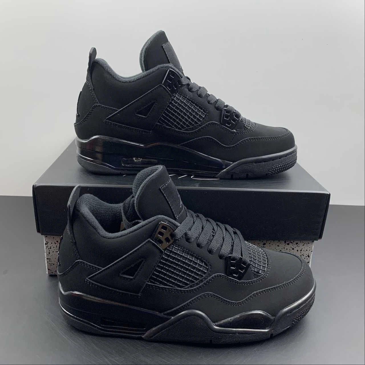 Air Jordan 4 Retro Gs Black Cat 2020 Light Graphite Black 408452-010 Padded Easy Grip