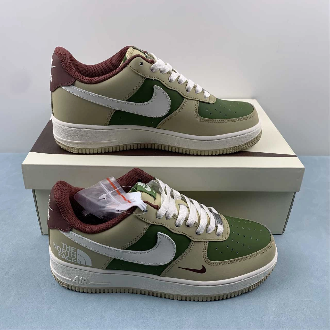 Family Run Chic Accent Air Force 1 07 Low The North Face Khaki Brown Green BS9055-727