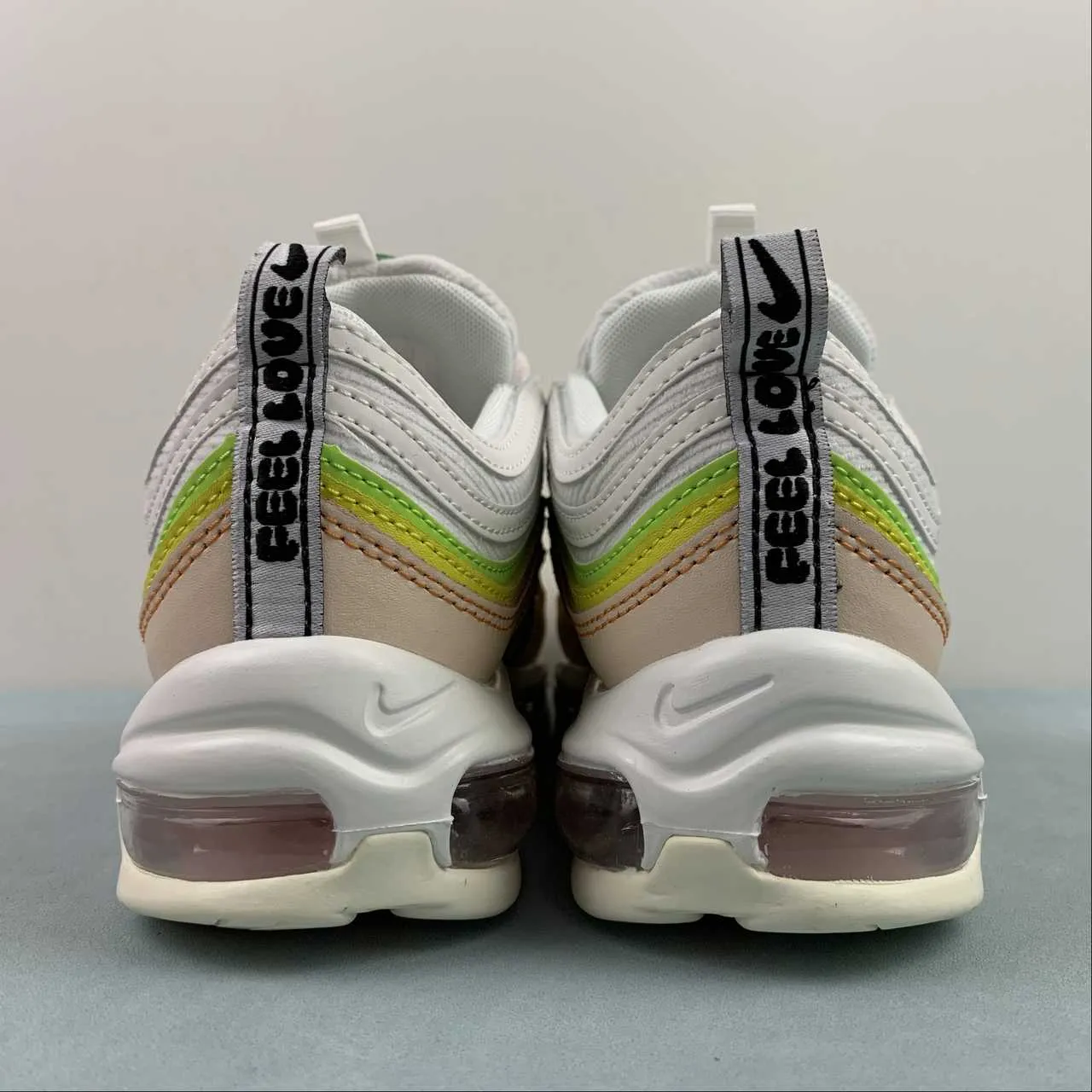 Air Max 97 Feel Love White Pearl Pink Action Green Black FD0870-100 Lateral Support fartlek - running shoes