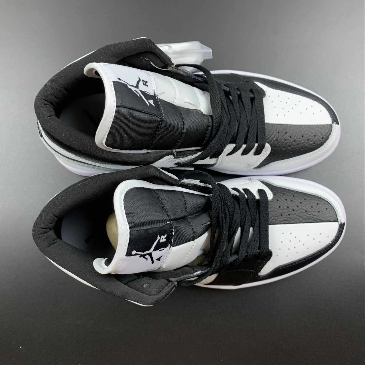 Air Jordan 1 Mid SE White Black-White Reinforced Eyelet Construction Neutral Step