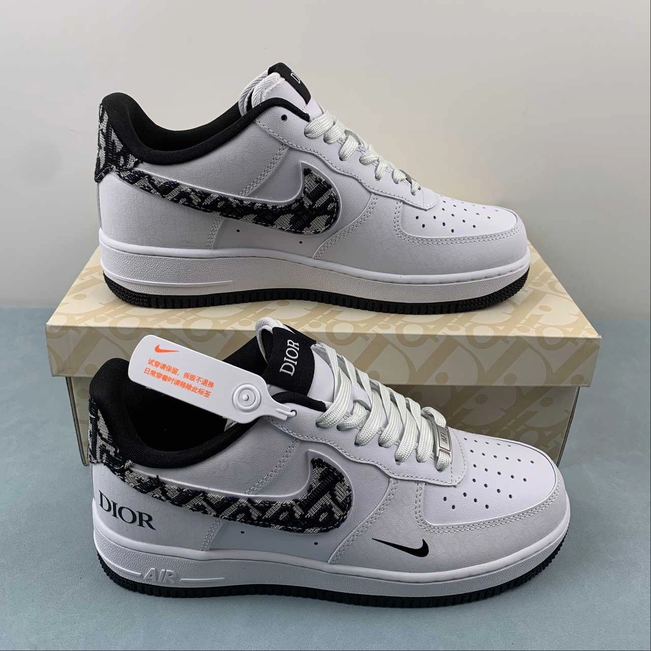 chic aesthetic Air Force 1 07 Low DIOR White Black DR6239-837