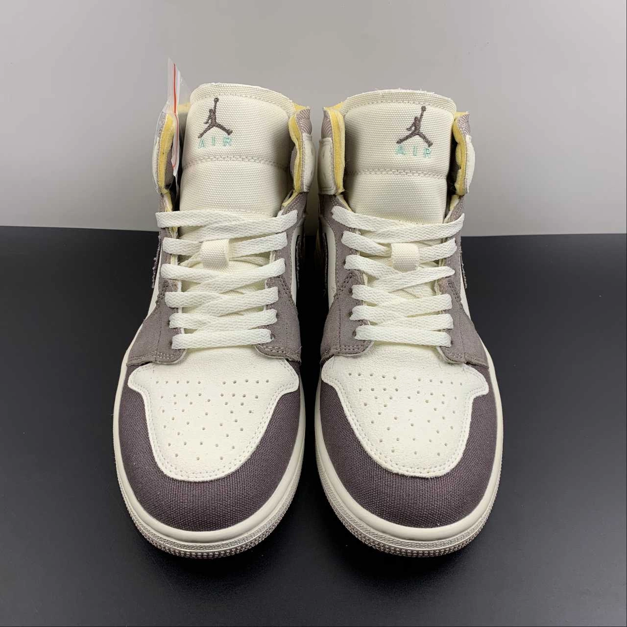 Air Jordan 1 Mid SE CRAFT Sail Tape Haze-Fossil Stone DM9652-102 training shoes Shallow Footprint