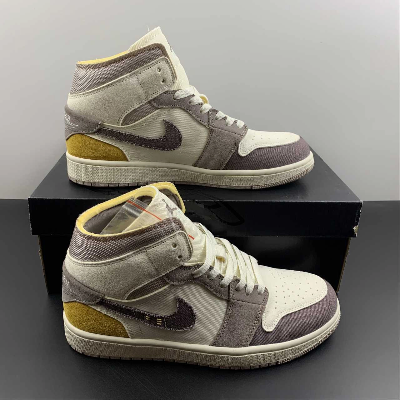 Air Jordan 1 Mid SE CRAFT Sail Tape Haze-Fossil Stone DM9652-102 Tailored Design Ultra-soft performance
