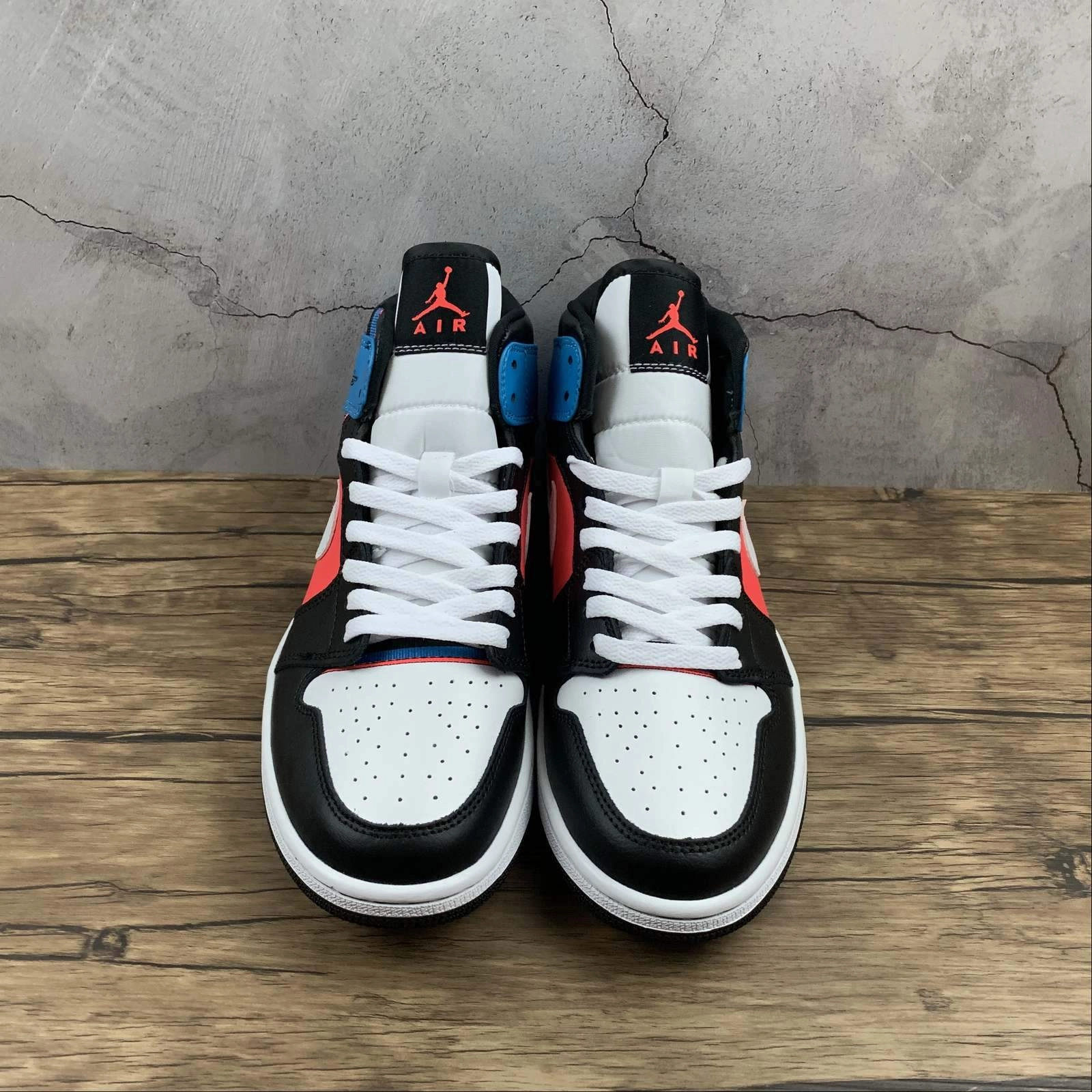 Air Jordan 1 Mid Game Time Black White-Blue Orbit CU5276-001 Ankle Support Thermal Regulating Lining