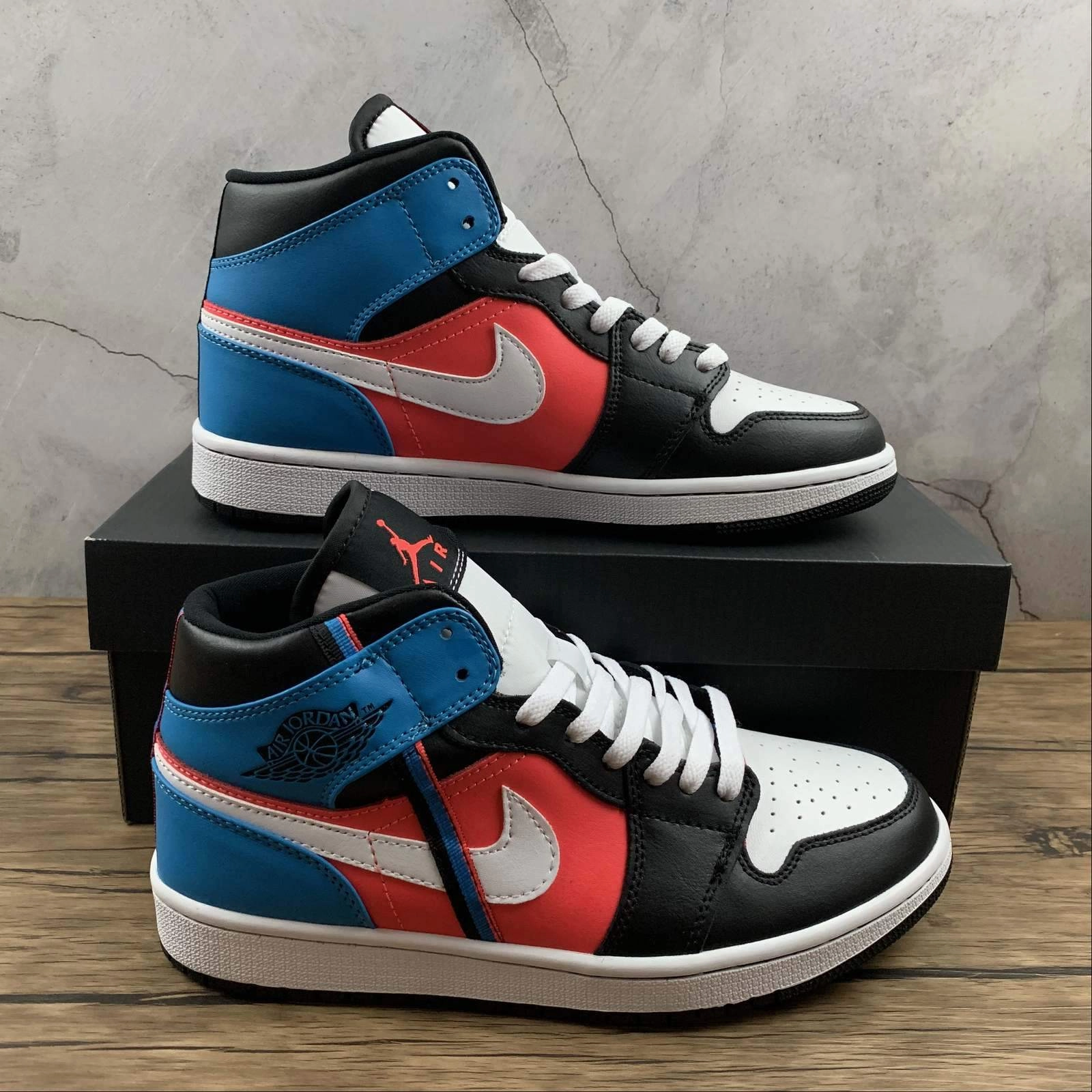 Air Jordan 1 Mid Game Time Black White-Blue Orbit CU5276-001 Base Comfort Trendy Choice