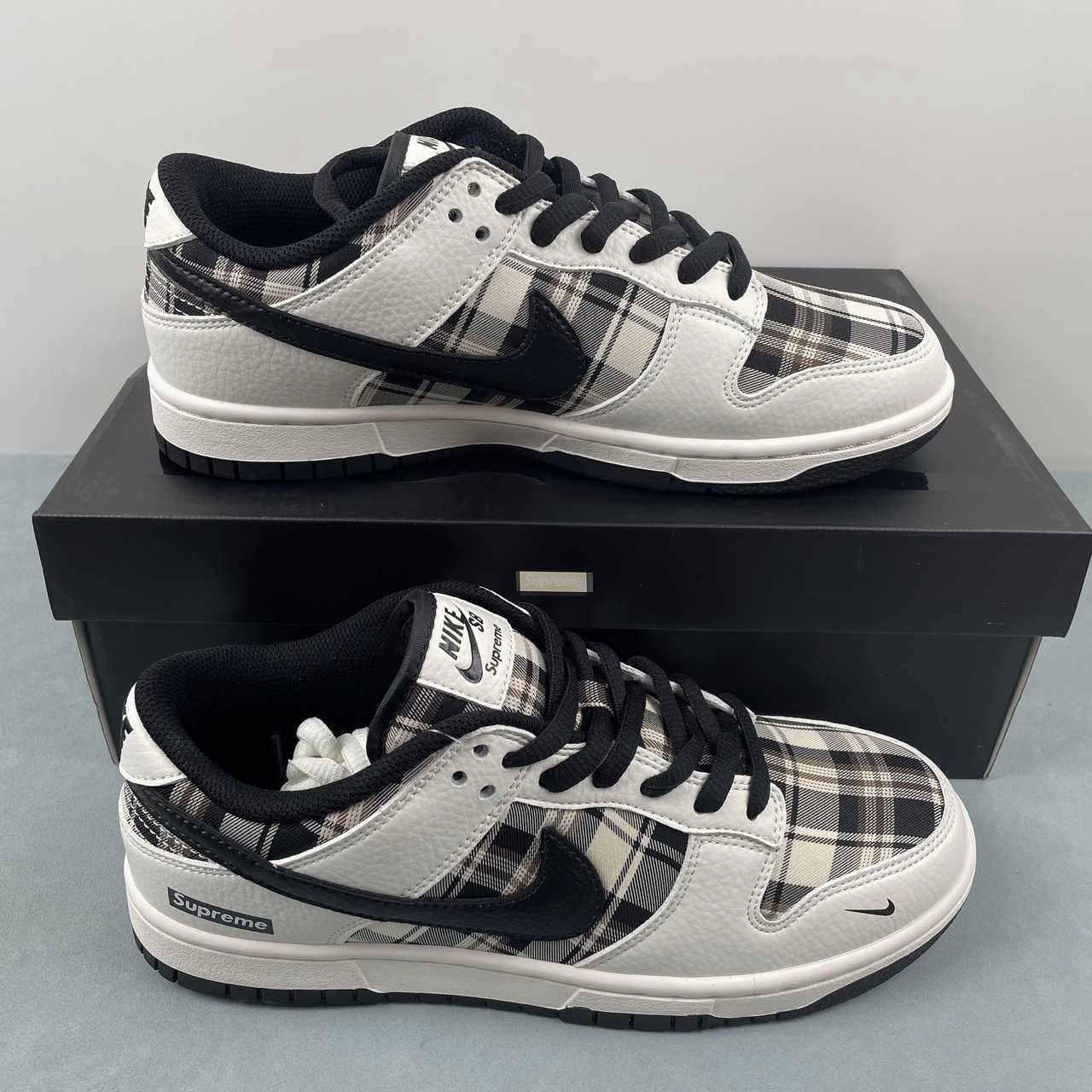 Supreme x SB Dunk Low White Black Brown SP1098-061 Reactive Cushioning Quick Slip