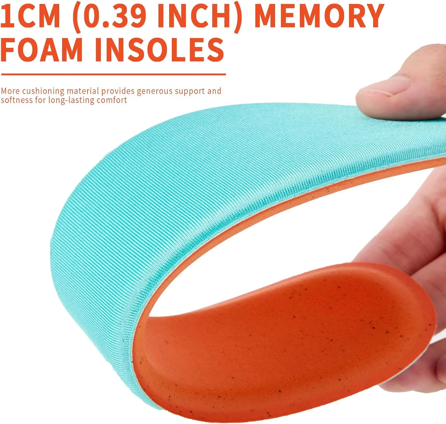 Memory Foam Insoles for Men & Women - Replacement Cushion Shoe Inserts for Work Boots, Running Shoes, Hiking, Sneakers & Loafers - Shock Absorbing Support for Foot Pain Relief & All-Day Comfort Blue
