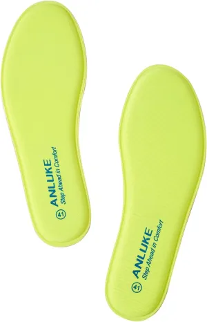 Memory Foam Insoles for Men & Women - Replacement Cushion Shoe Inserts for Work Boots, Running Shoes, Hiking, Sneakers & Loafers - Shock Absorbing Support for Foot Pain Relief & All-Day Comfort Green