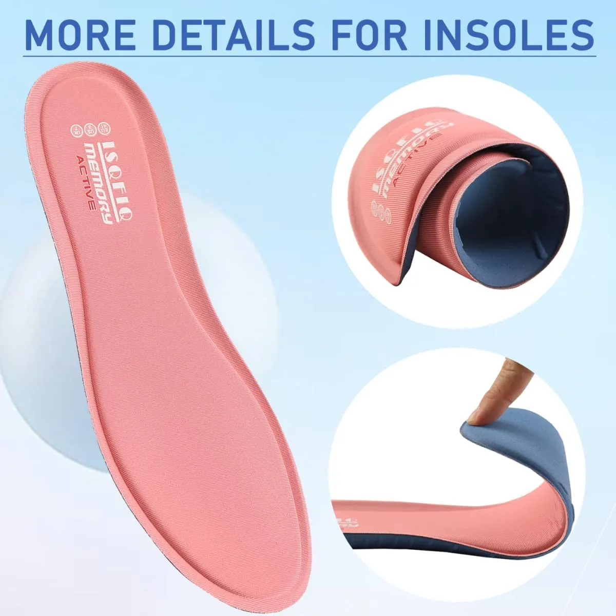 Memory Foam Insoles for Men, Replacement Shoe Inserts for Work Boot, Sneakers, Running Shoes, Cushion Shock Absorbing for Foot Pain Relief, Comfort Inner Soles Black US 8W/6M
