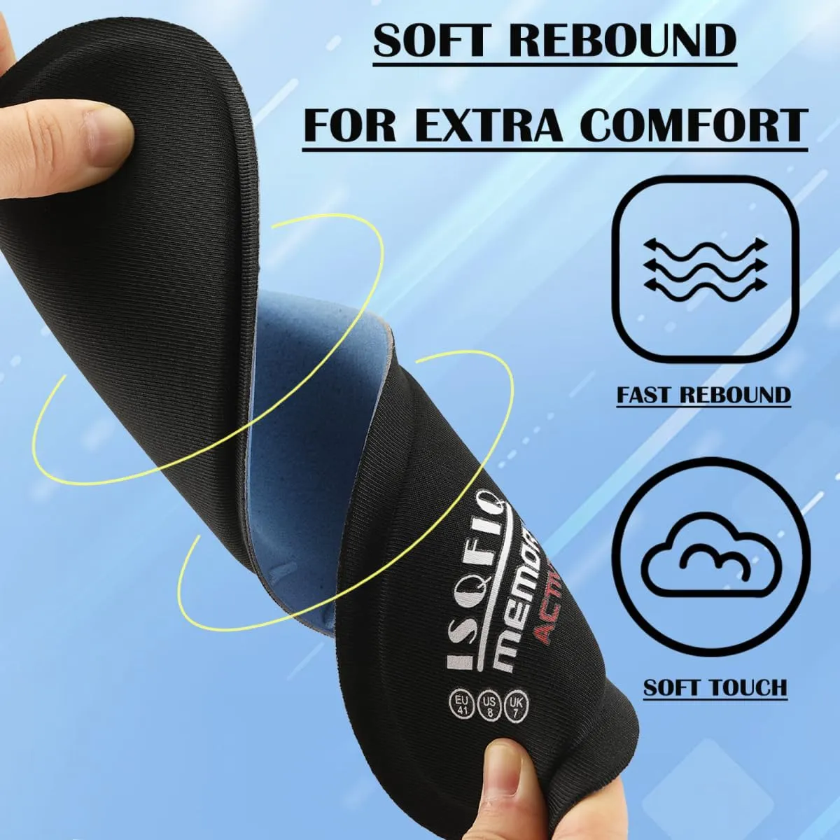 Memory Foam Insoles for Men, Replacement Shoe Inserts for Work Boot, Sneakers, Running Shoes, Cushion Shock Absorbing for Foot Pain Relief, Comfort Inner Soles Black US 8W/6M