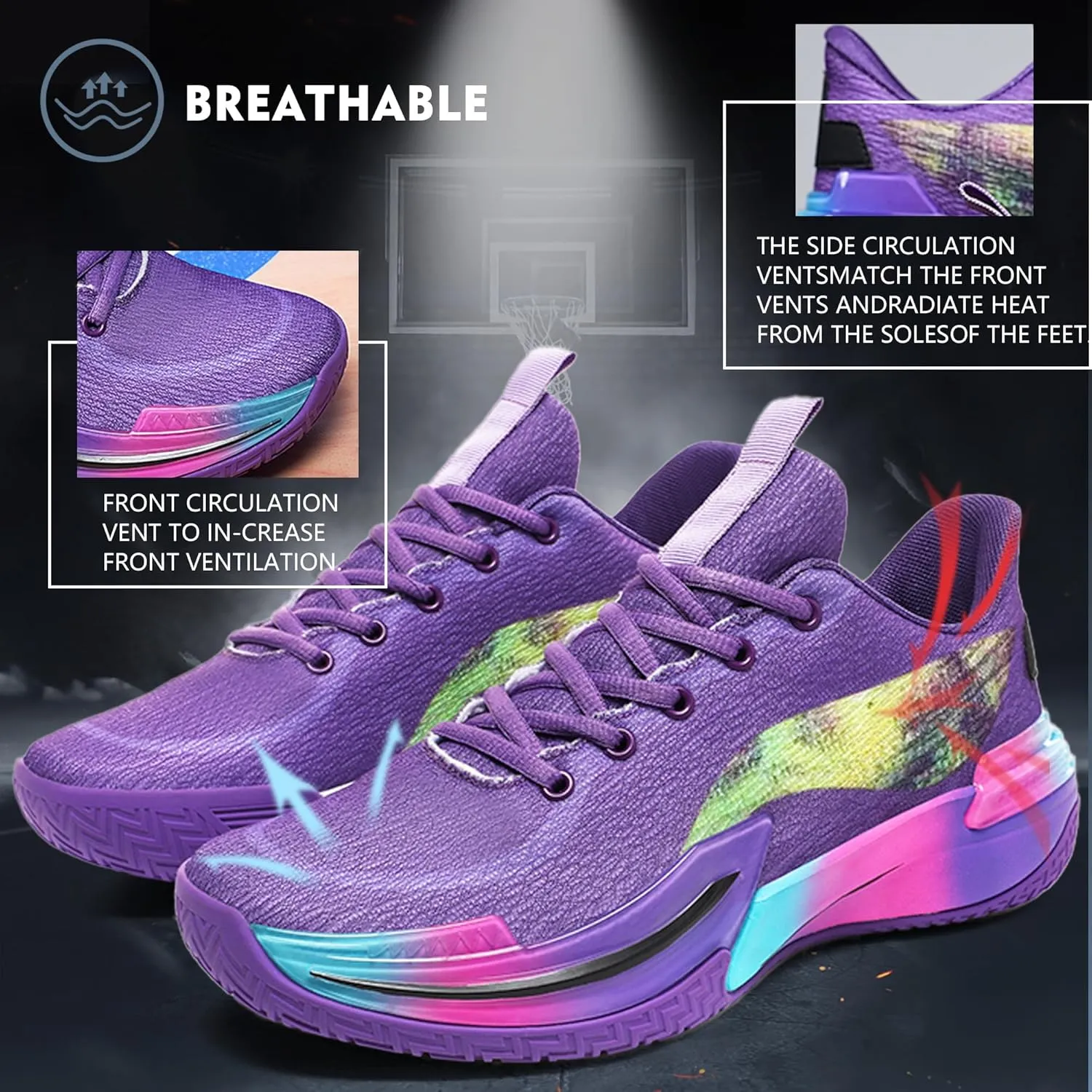 Men Graffiti Basketball Shoes High-Top Sports Shoes Anti-Slip Rubber Soles Indoor Outdoor Sports Running Training Streetwear
