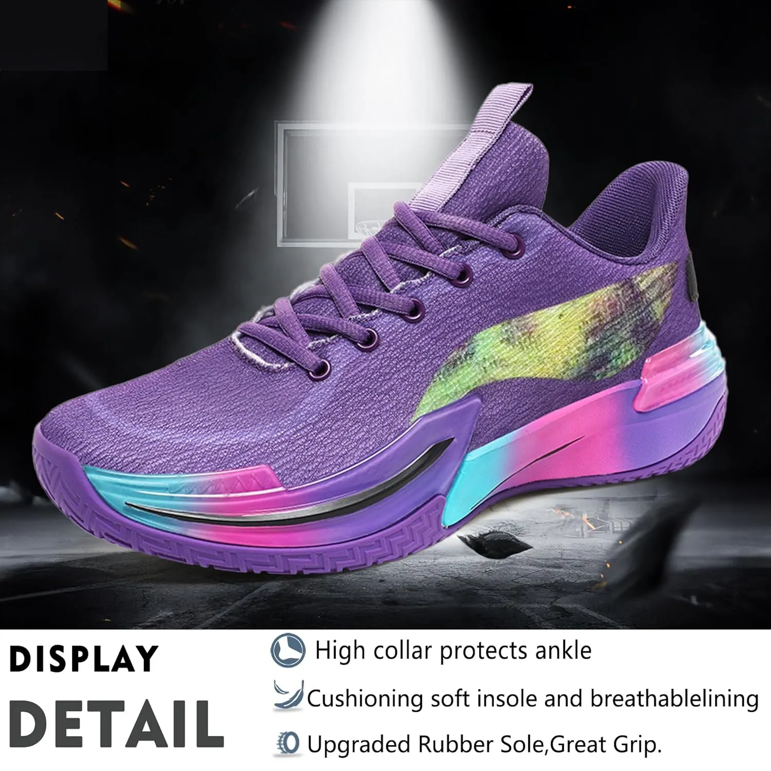Men Graffiti Basketball Shoes High-Top Sports Shoes Anti-Slip Rubber Soles Indoor Outdoor Sports Running Training Streetwear