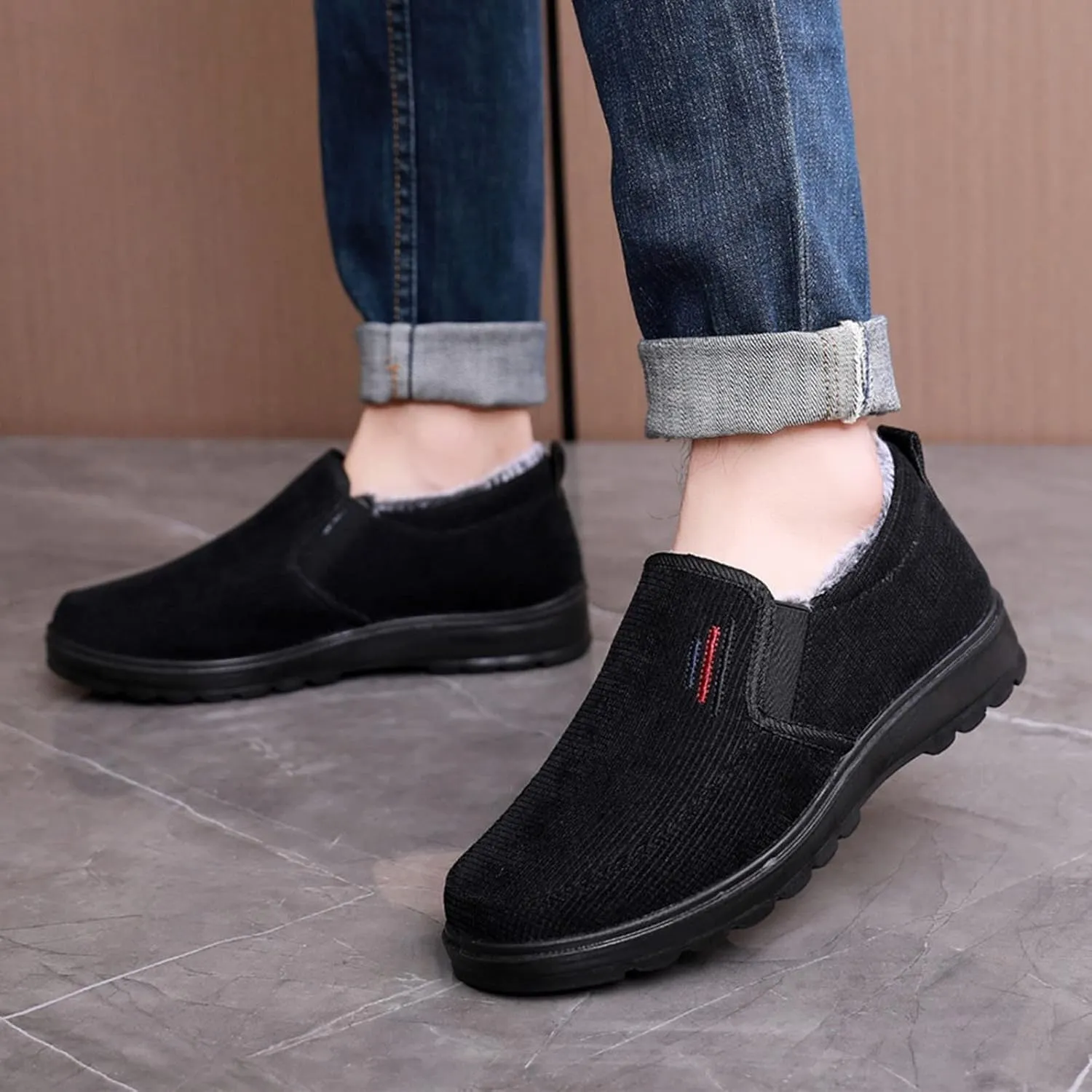 Men Snow Boots in and Winter Fashionable Simple Solid Color Comfortable Flat Bottom Warm and Men Insulated Hiking Boots